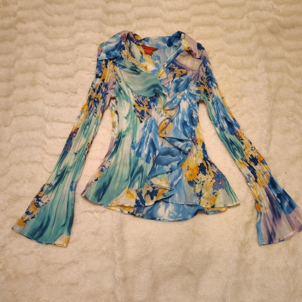 Sunny Leigh Watercolor Ruffle Blouse
